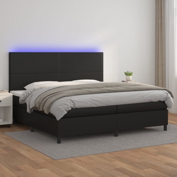 Cadre de lit avec matelas et LED Noir 200x200 cm