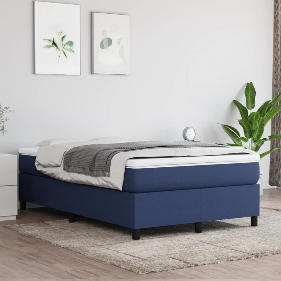 Cadre de lit avec matelas Bleu 120x200 cm Tissu