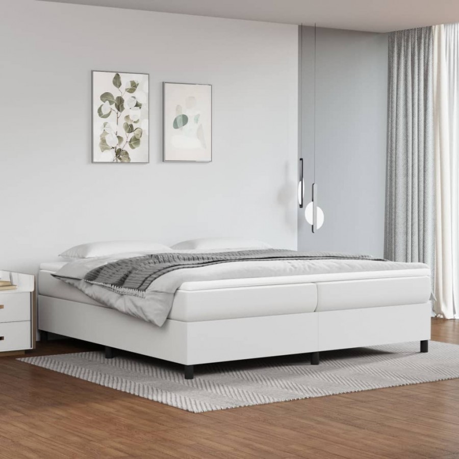 Cadre de lit avec matelas Blanc 200x200cm Similicuir