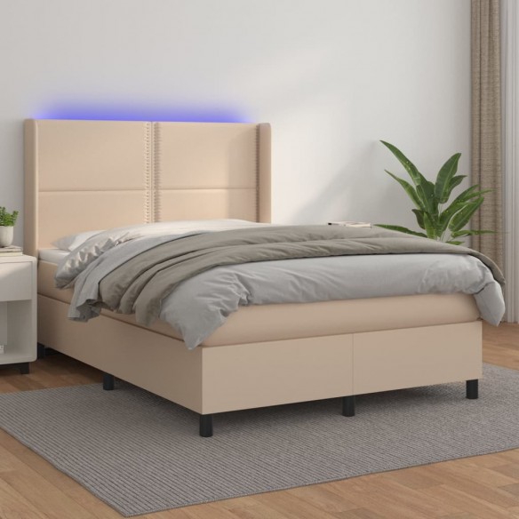 Cadre de lit matelas LED Cappuccino 140x200 cm