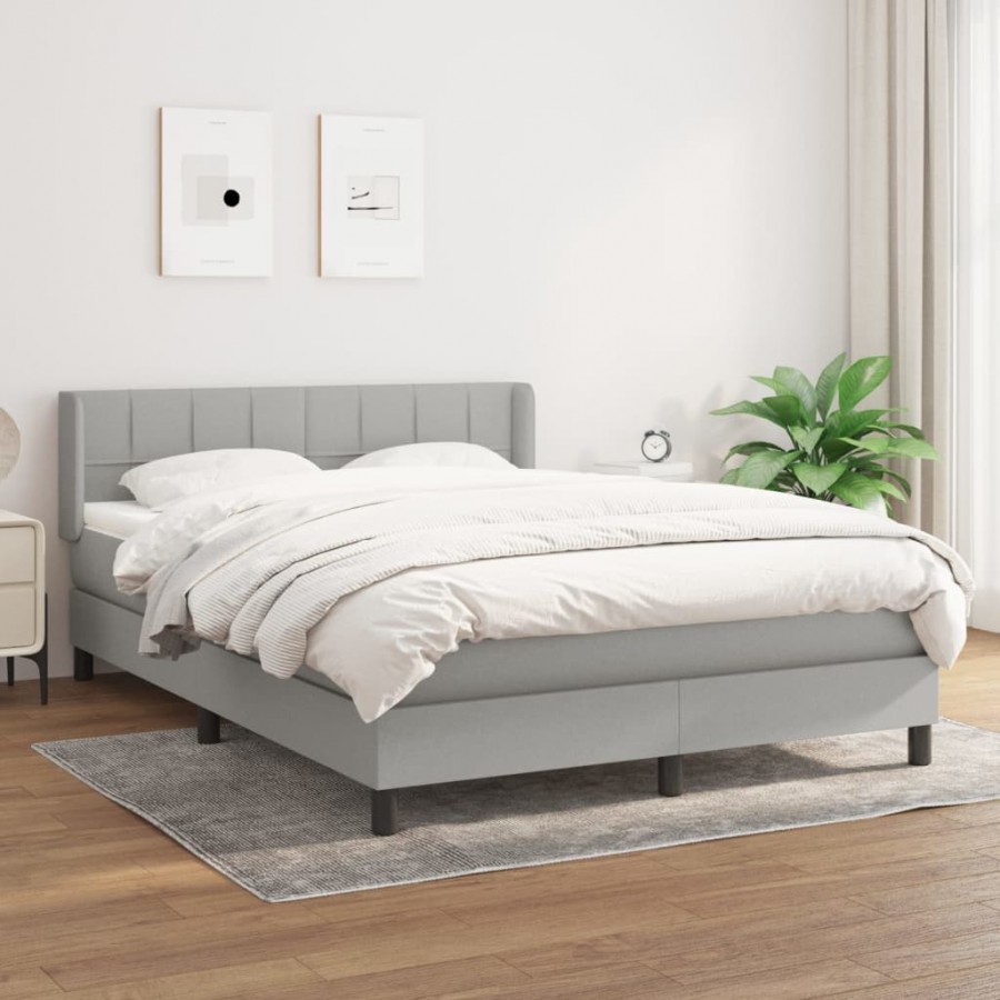 Cadre de lit avec matelas Gris clair 140x190cm Tissu