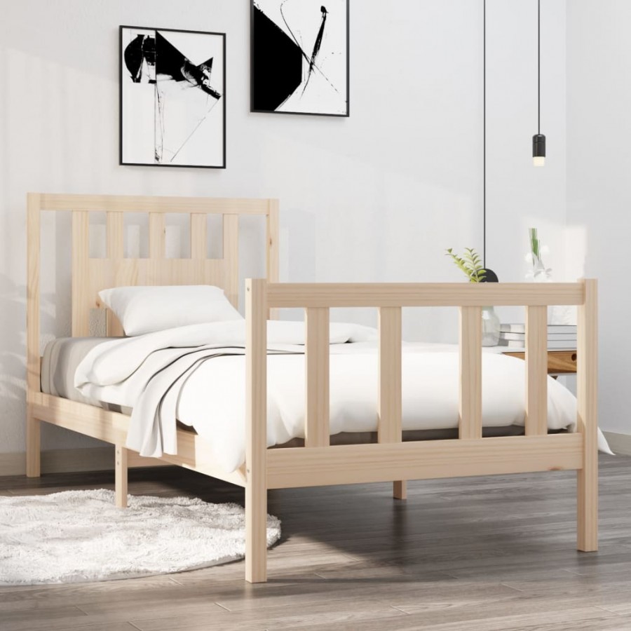 Cadre de lit bois massif 90x190 cm simple