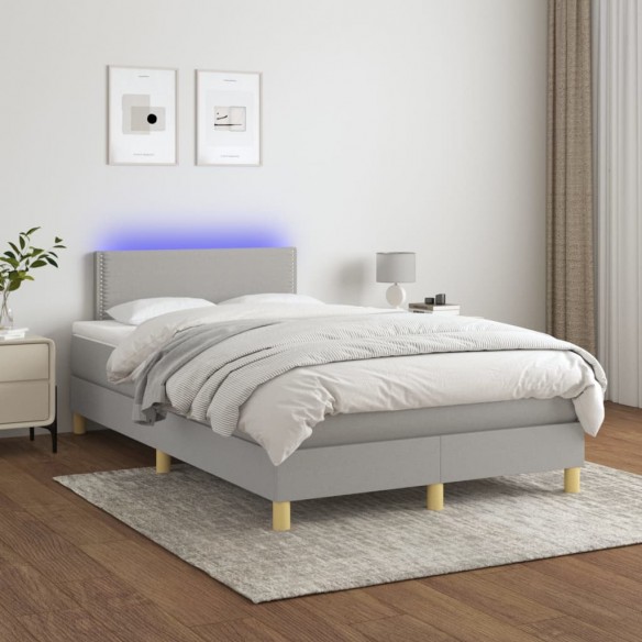 Cadre de lit matelas LED Gris clair 120x200 cm Tissu