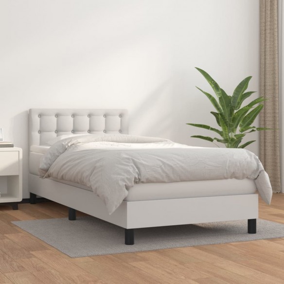 Cadre de lit avec matelas Blanc 100x200cm Similicuir