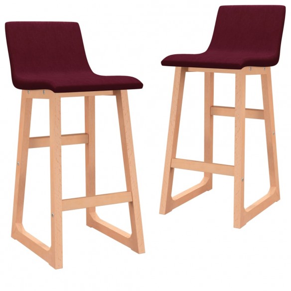 Tabourets de bar lot de 2 rouge bordeaux tissu