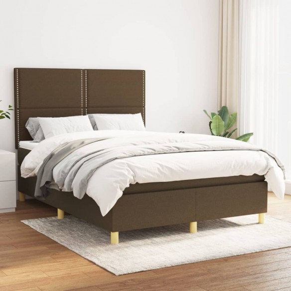 Cadre de lit avec matelas Marron foncé 140x190 cm