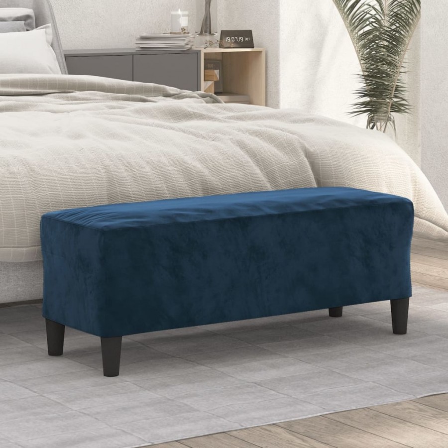 Banc Bleu 100x35x41 cm Velours