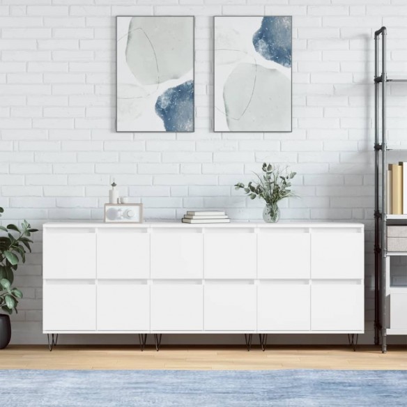 Buffets 3 pcs Blanc Bois d'ingénierie