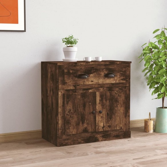 Buffet chêne fumé 70x35,5x67,5 cm bois d'ingénierie