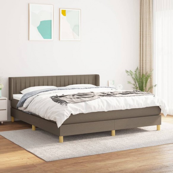 Cadre de lit avec matelas Taupe 200x200 cm Tissu