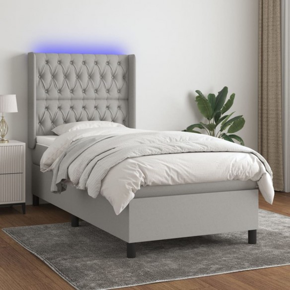 Cadre de lit matelas LED Gris clair 80x200cm Tissu