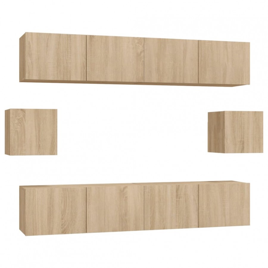 Ensemble de meubles TV 6 pcs Chêne sonoma Bois d'ingénierie