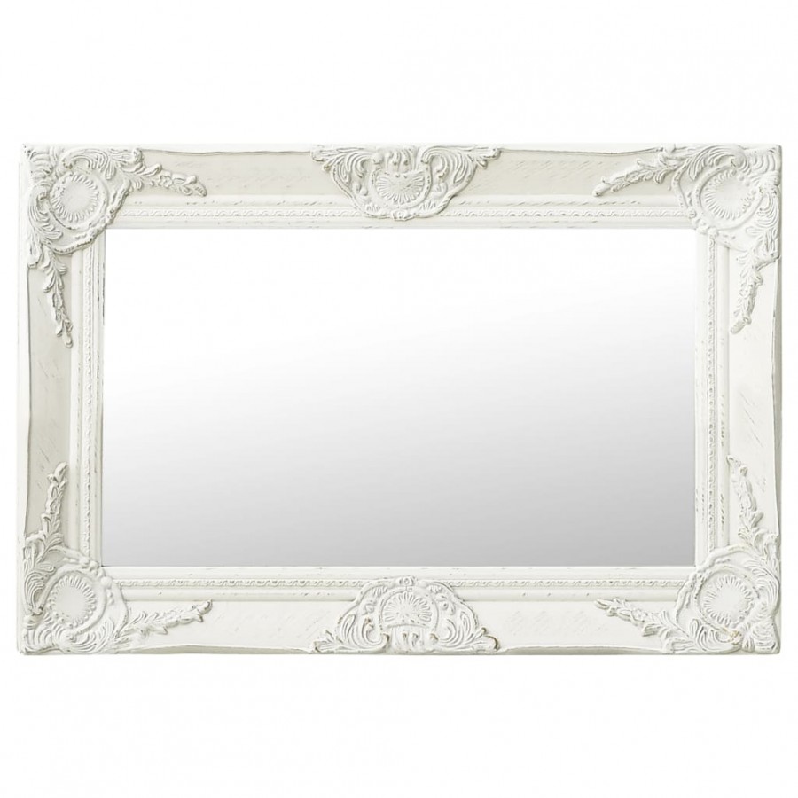 Miroir mural style baroque 60x40 cm Blanc