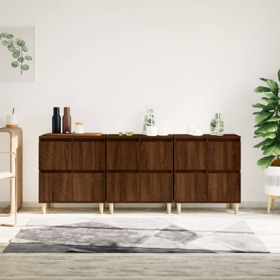 Buffets 3 pcs chêne marron 60x35x70 cm bois d'ingénierie