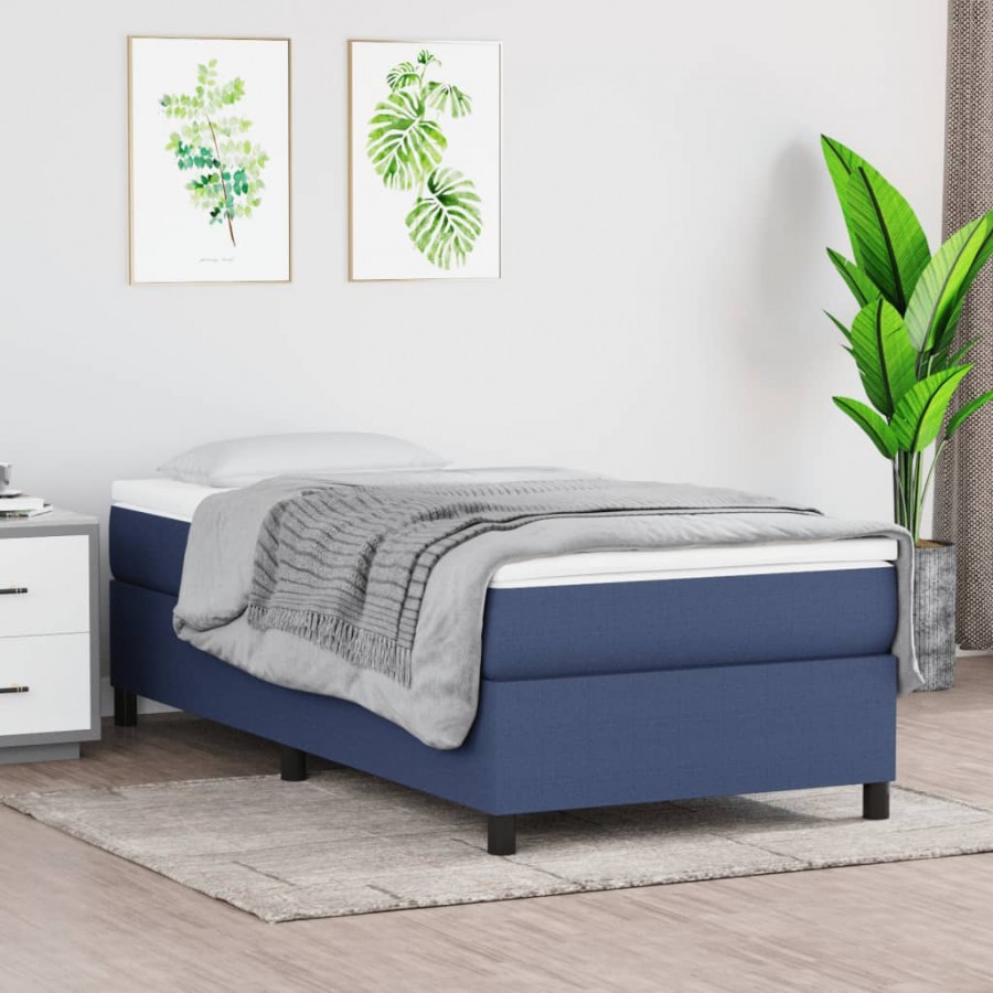 Cadre de lit avec matelas Bleu 80x200 cm Tissu