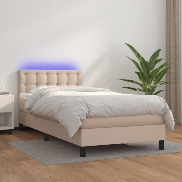 Cadre de lit avec matelas LED Cappuccino 100x200 cm