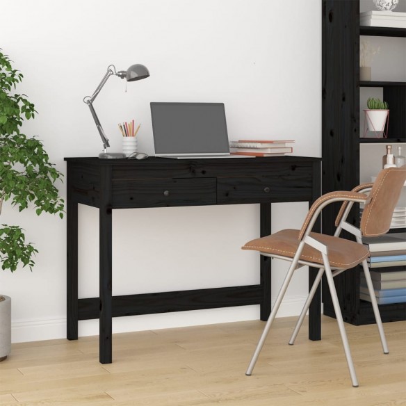 Bureau avec tiroirs Noir 100x50x78 cm Bois massif de pin