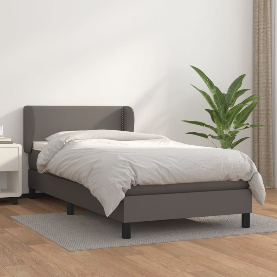 Cadre de lit avec matelas Gris 100x200 cm Similicuir