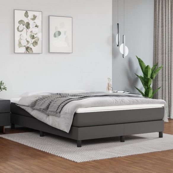 Cadre de lit avec matelas Gris 140x190 cm Similicuir