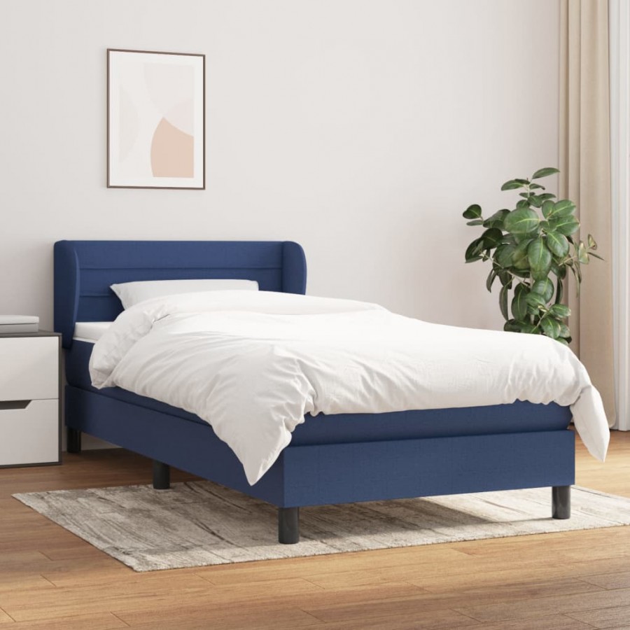 Cadre de lit avec matelas Bleu 80x200 cm Tissu