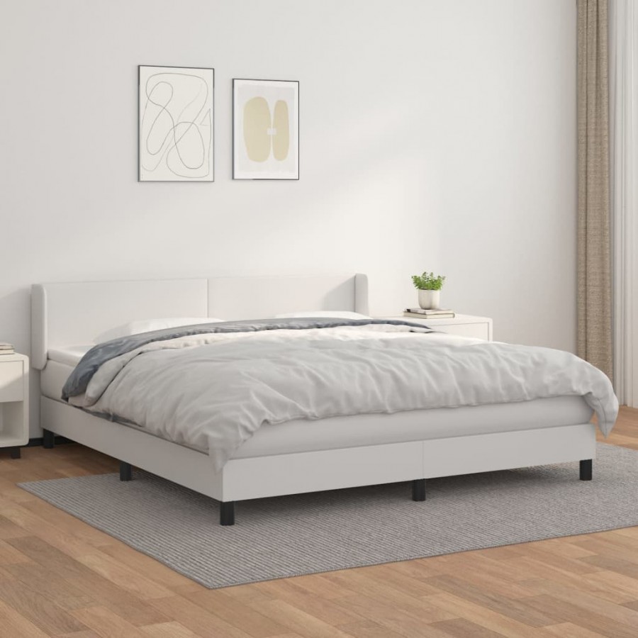 Cadre de lit avec matelas Blanc 180x200cm Similicuir