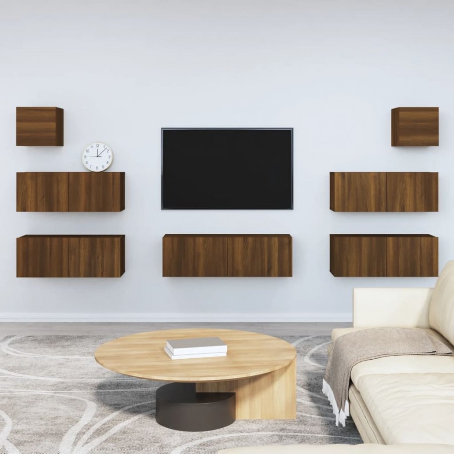 Ensemble de meubles TV 7 pcs Chêne marron Bois d'ingénierie