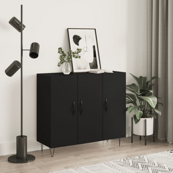 Buffet noir 90x34x80 cm bois d'ingénierie