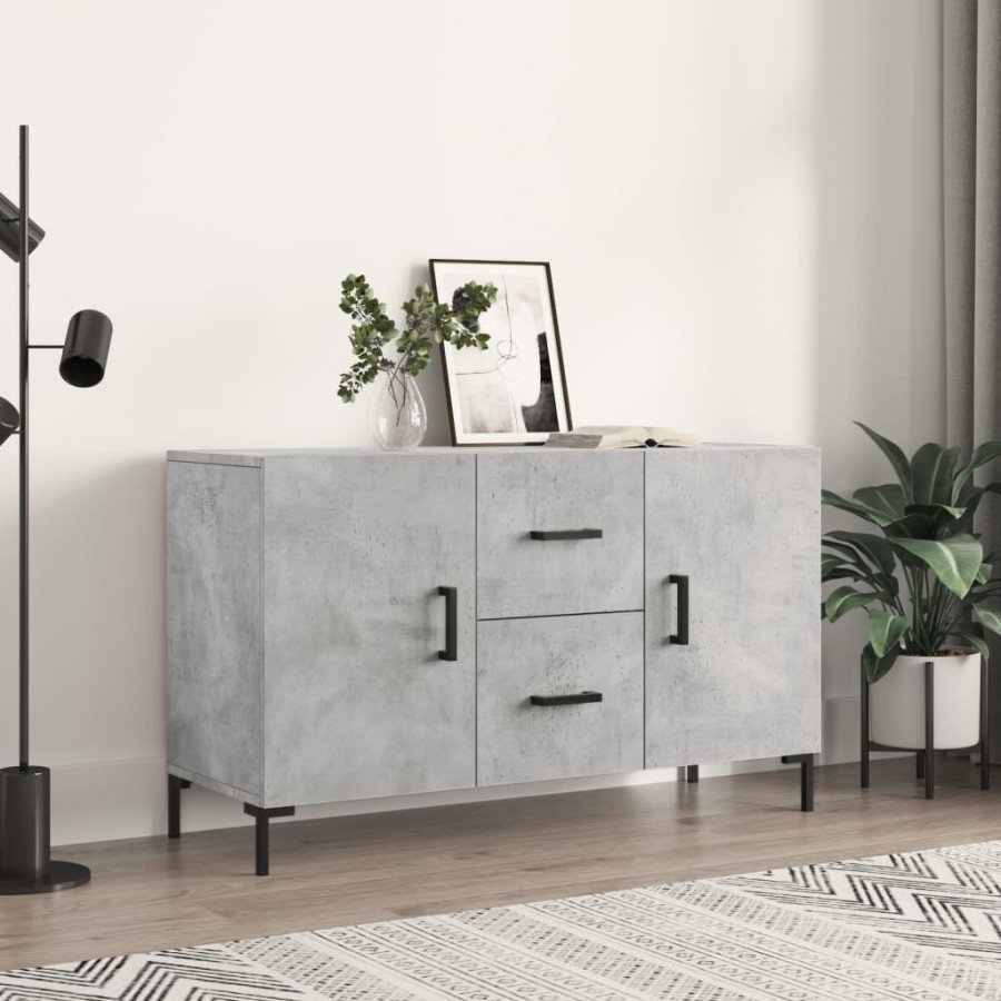 Buffet gris béton 100x36x60 cm bois d'ingénierie