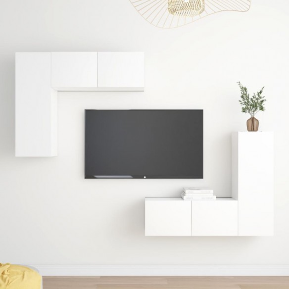 Ensemble de meubles TV 4 pcs Blanc Aggloméré