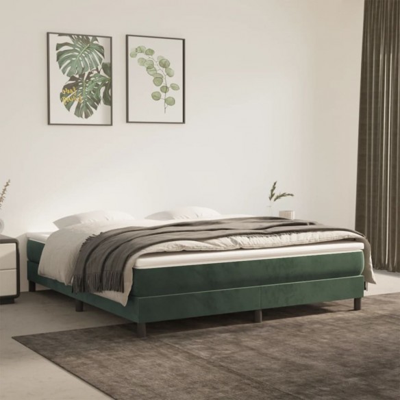 Cadre de lit et matelas Vert foncé 180x200cm Velours