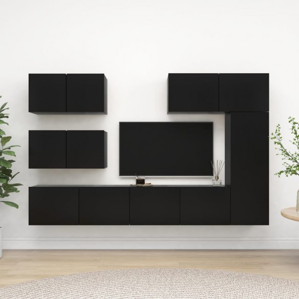 Ensemble de meuble TV 6 pcs Noir Aggloméré