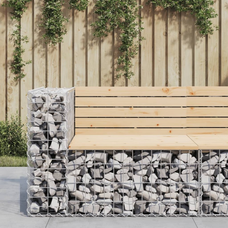 Banc de jardin design gabion 92x71x65,5 cm bois massif de pin