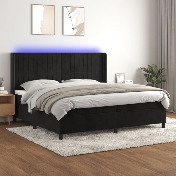 Cadre de lit matelas et LED Noir 200x200 cm Velours