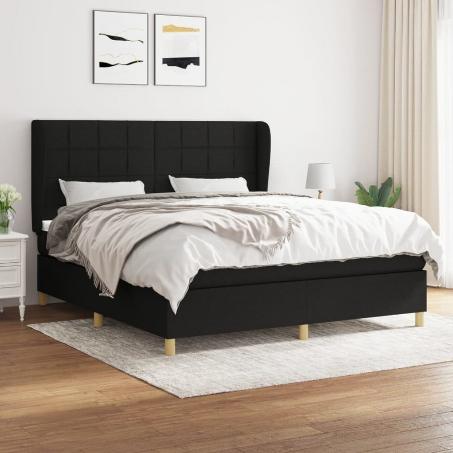 Cadre de lit avec matelas Noir 160x200 cm Tissu