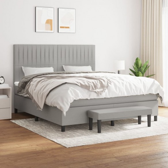 Cadre de lit avec matelas Gris clair 180x200cm Tissu