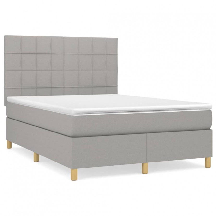 Cadre de lit avec matelas Gris clair 140x190cm Tissu