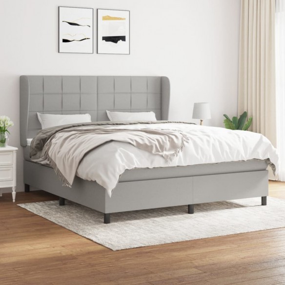 Cadre de lit avec matelas Gris clair 180x200cm Tissu