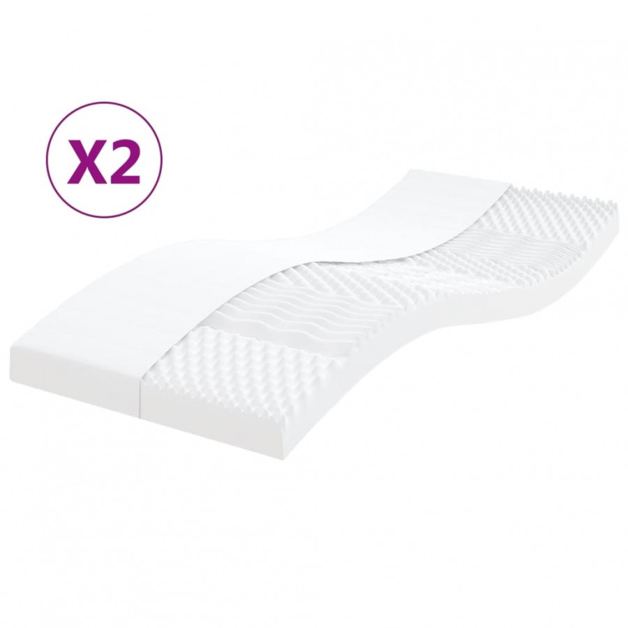 Matelas en mousse 2 pcs blanc 90x190 cm 7 zones dureté 20 ILD