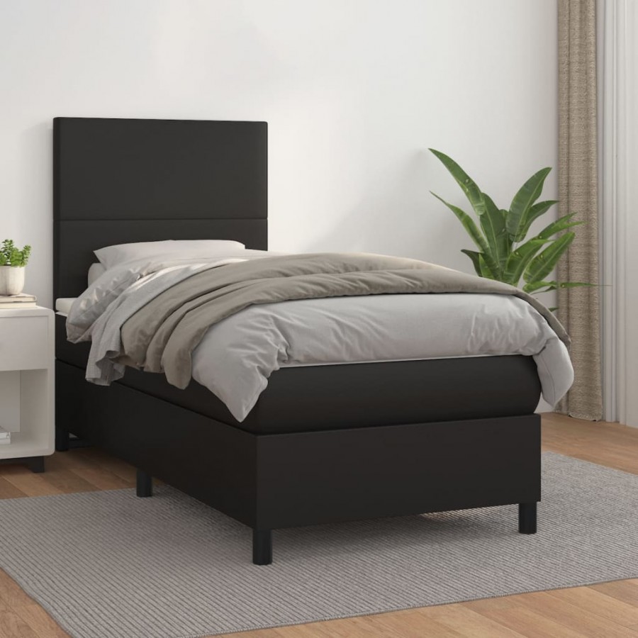 Cadre de lit avec matelas Noir 90x200 cm Similicuir