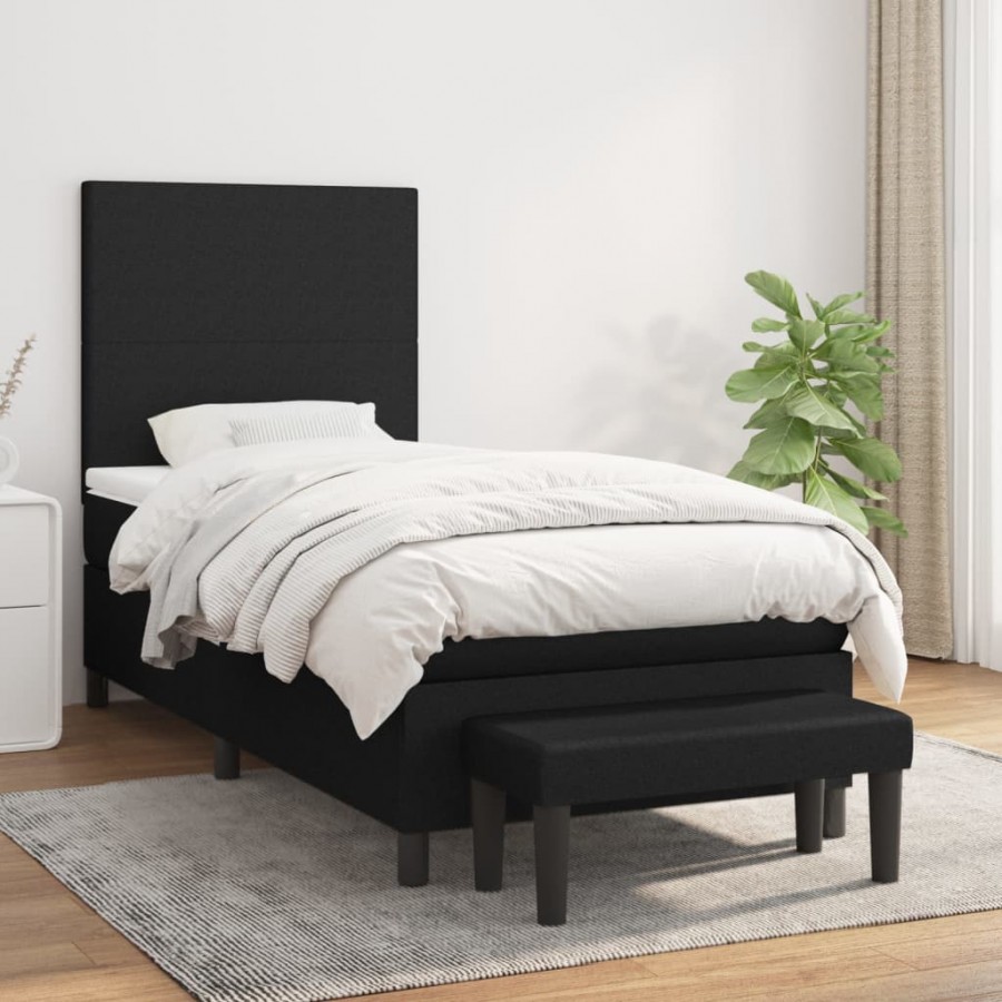 Cadre de lit avec matelas Noir 90x190 cm Tissu