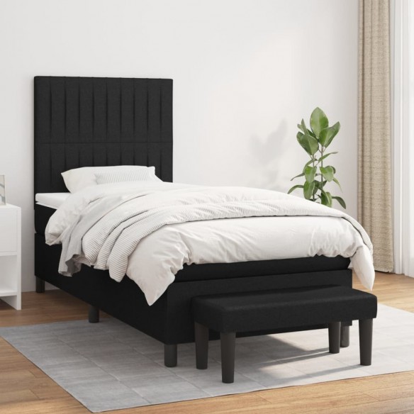 Cadre de lit avec matelas Noir 90x200 cm Tissu