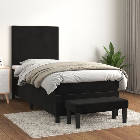 Cadre de lit avec matelas Noir 100x200 cm Velours