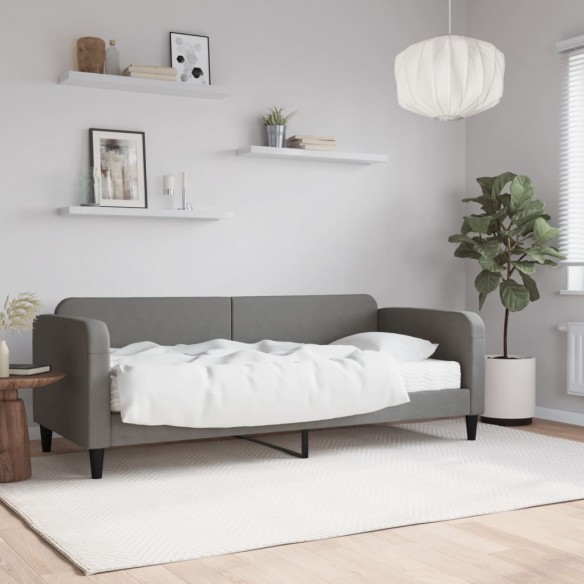 Lit de jour avec matelas gris foncé 80x200 cm tissu