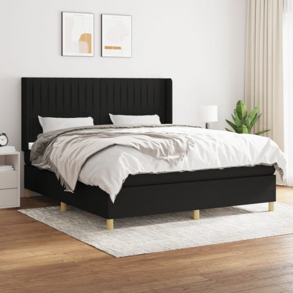 Cadre de lit avec matelas Noir 160x200 cm Tissu