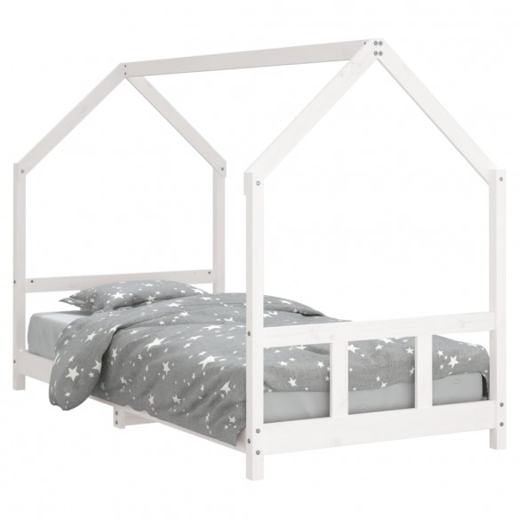 Cadre de lit pour enfants blanc 90x200 cm bois de pin massif