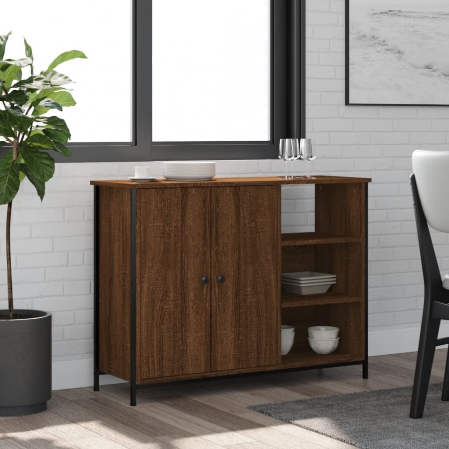 Buffet chêne marron 100x33x75 cm bois d'ingénierie