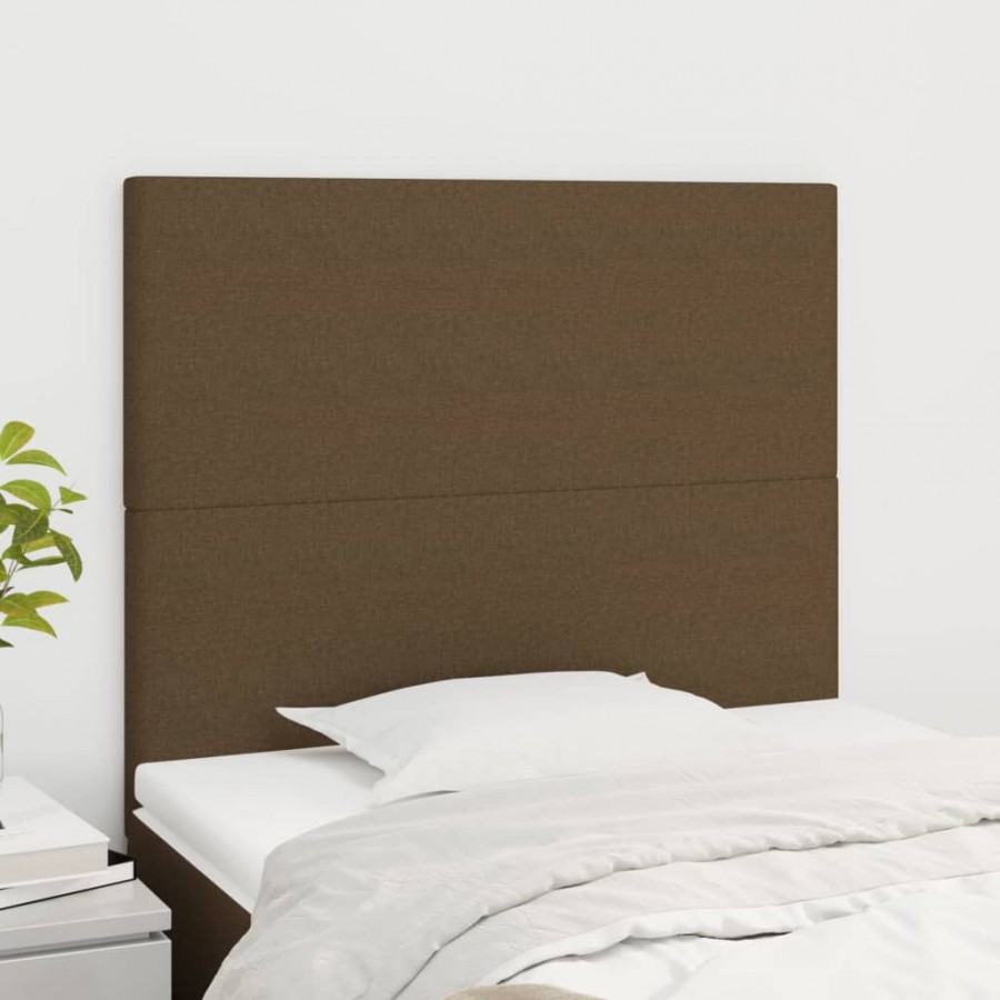 Têtes de lit 2 pcs Marron Foncé 90x5x78/88 cm Tissu