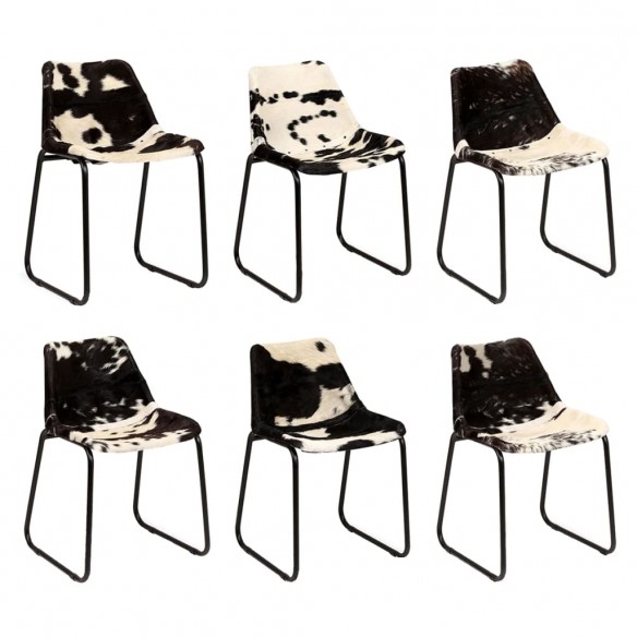 Chaises à manger lot de 6 cuir véritable de chèvre