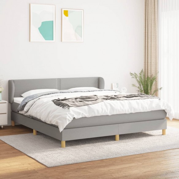 Cadre de lit avec matelas Gris clair 160x200cm Tissu