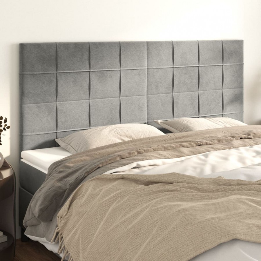 Têtes de lit 4 pcs Gris clair 80x5x78/88 cm Velours